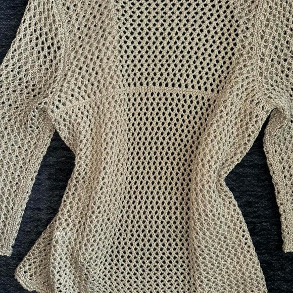 Vintage Chico's taupe metallic crochet knit open cardigan - Picture 7 of 7
